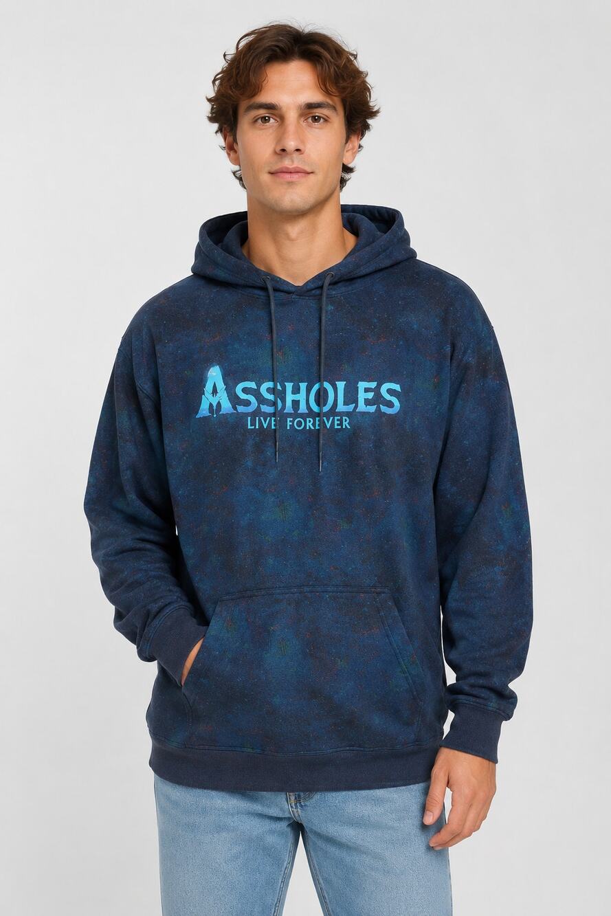 Assholes Live Forever Blue Tie Dye Celestial Unisex Hoodie XL Blue New Pullover